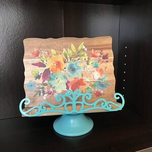 The Pioneer Woman Floral Wooden Stand with Turquoise Accents